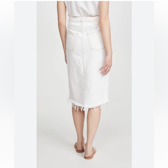 Free People We The Free Mambo Denim Midi Skirt Fringe hem 31 White wash New - Picture 5 of 16